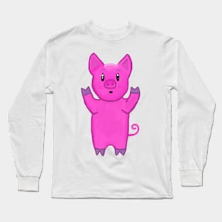 Shocking Pink Pig Long Sleeve T-Shirt